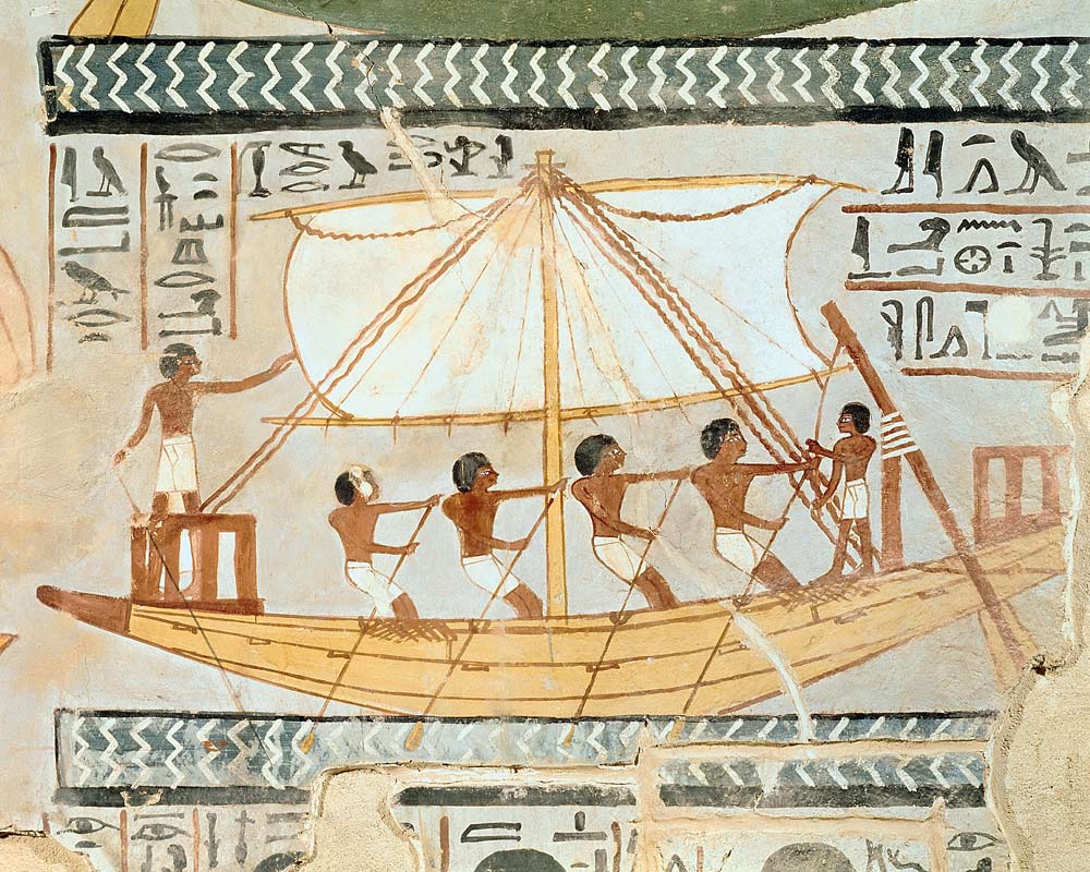 Boatmen on the Nile, from the Tomb of Sennefer, New Kingdom à Egyptien
