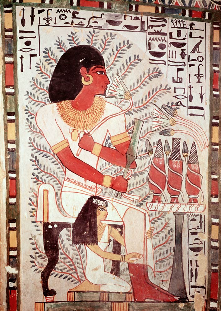 Sennefer seated with his wife, Meryt, from the Tomb of Sennefer, New Kingdom à Egyptien