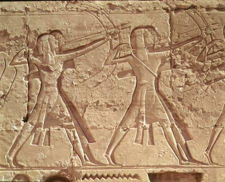 Archers, detail from the hunt of Ramesses III (c.1184-1153 BC) from the Mortuary Temple of Ramesses à Egyptien