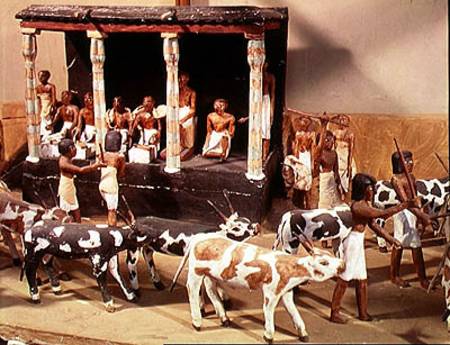 Funerary model of a census of livestock, from the Tomb of Meketre, Thebes, Middle Kingdom à Egyptien