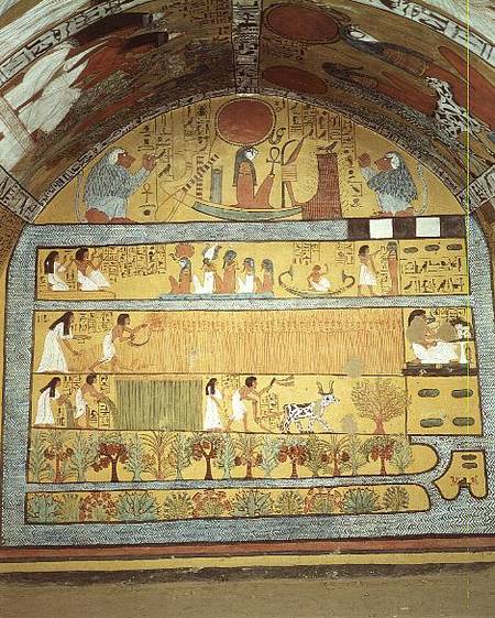 Harvest Scene on the East Wall, from the Tomb of Sennedjem, The Workers' Village, New Kingdom à Egyptien