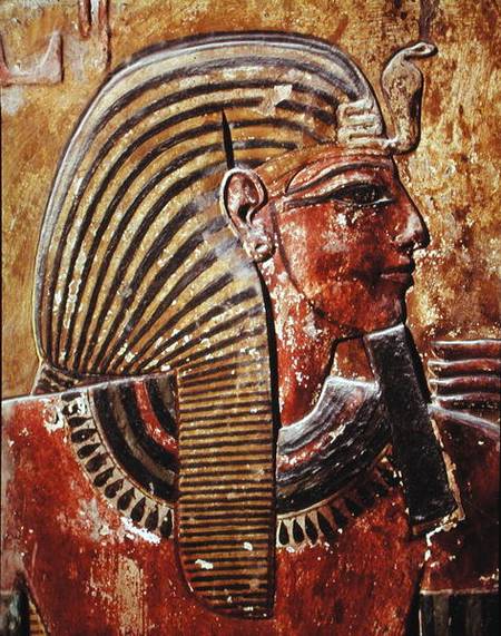 The head of Seti I (r.1294-1279 BC) from the Tomb of Seti, New Kingdom à Egyptien