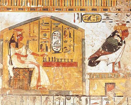 Nefertari playing senet, detail of a wall painting from the Tomb of Queen Nefertari, New Kingdom à Egyptien