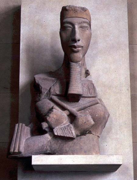 Osirid pillar of Amenophis IV (Akhenaten) from Karnak, Amarna period, New Kingdom à Egyptien