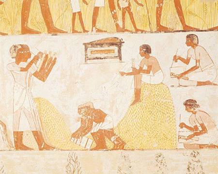 Recording the harvest, from the Tomb of Menna à Egyptien