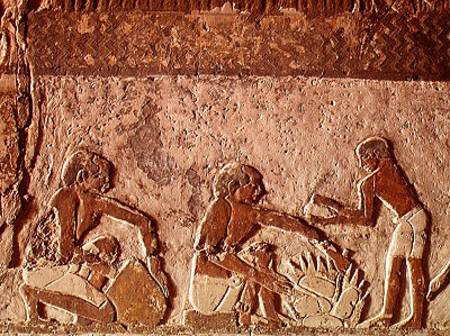Relief depicting the making and baking of bread, Old Kingdom à Egyptien