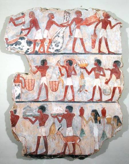 Scene of butchers and servants bringing offerings, from the Tomb of Onsou à Egyptien
