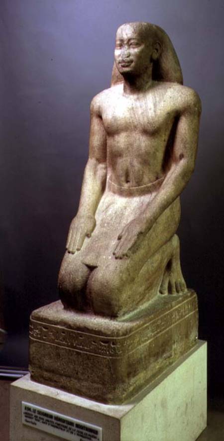 Statue of Nakhtorheb kneeling, Saite Period à Egyptien