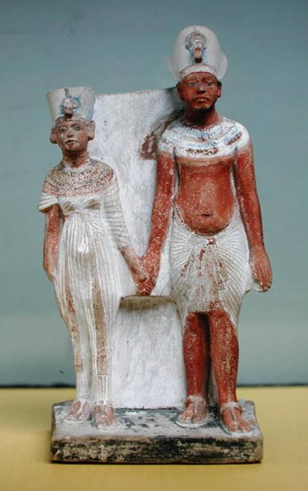 Statuette of Amenophis IV (Akhenaten) and Nefertiti, from Tell el-Amarna, Amarna Period, New Kingdom à Egyptien