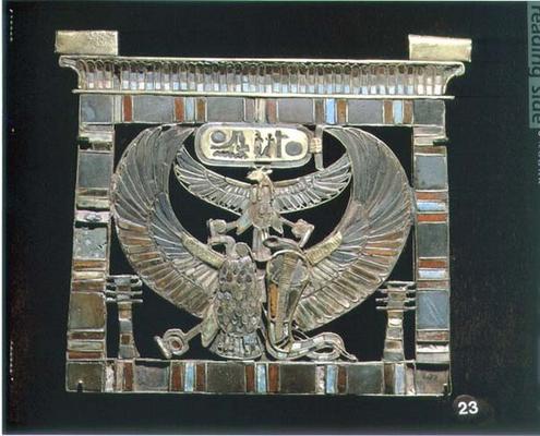 Pectoral of Ramesses II (c.1290-1224 BC) New Kingdom (gold, glass & turquoise) (see also 55440) à 19ème dynastie égyptienne