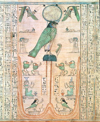 Adoration of the Rising Sun in the Form of the Falcon Re-Horakhty, New Kingdom, c.1150 BC (papyrus) à 20ème dynastie égyptienne