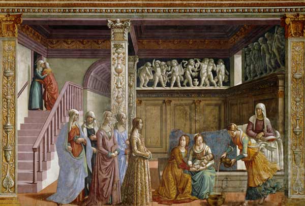 Birth of Mary à Ghirlandaio Domenico  (alias Domenico Tommaso Bigordi)