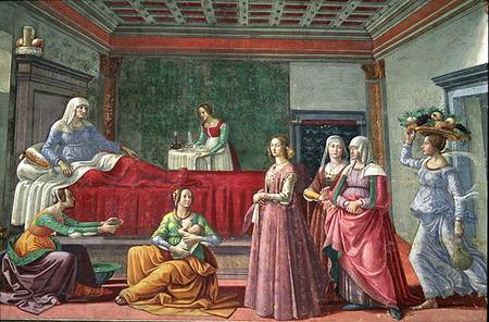 The Birth of St. John the Baptist (fresco) à Ghirlandaio Domenico  (alias Domenico Tommaso Bigordi)