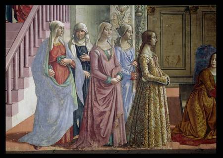 The Birth of the Virgin, detail of the women à Ghirlandaio Domenico  (alias Domenico Tommaso Bigordi)