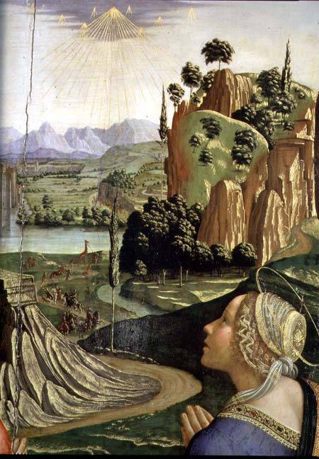 Christ in Glory with saints, detail of the landscape à Ghirlandaio Domenico  (alias Domenico Tommaso Bigordi)
