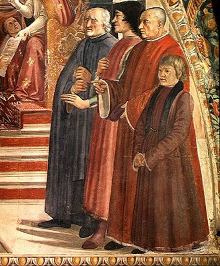 Detail of St. Francis receiving the Rule of the Order from Pope Honorius, scene from the cycle of th à Ghirlandaio Domenico  (alias Domenico Tommaso Bigordi)