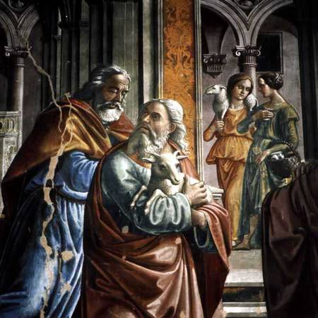 The Expulsion of Joachim from the Temple, detail à Ghirlandaio Domenico  (alias Domenico Tommaso Bigordi)
