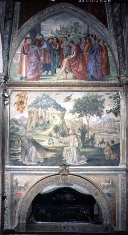 St. Francis Renouncing his Worldy Goods and the Stigmatization, from the Life of St. Francis Cycle à Ghirlandaio Domenico  (alias Domenico Tommaso Bigordi)