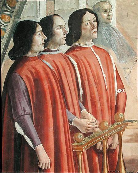 Members of the Sassetti family, from a scene from a cycle of the Life of St. Francis of Assisi à Ghirlandaio Domenico  (alias Domenico Tommaso Bigordi)