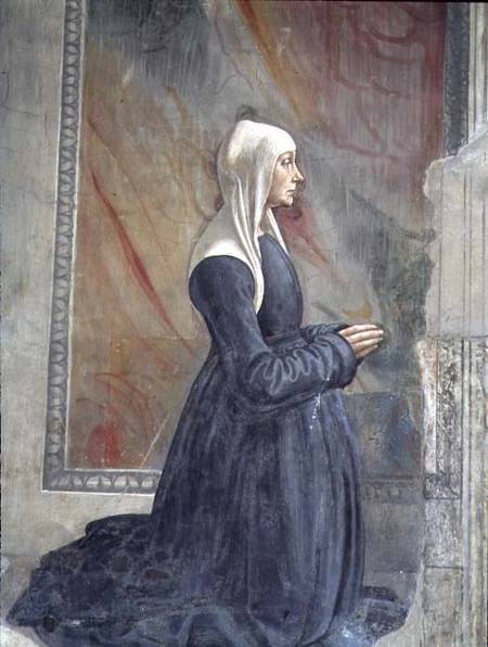 Portrait of a female member of the Sassetti family, from the Cycle of St. Francis, Sassetti chapel à Ghirlandaio Domenico  (alias Domenico Tommaso Bigordi)