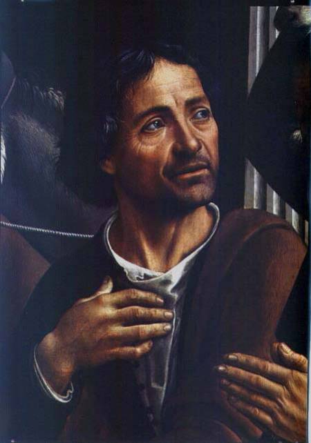 Self portrait (detail from altarpiece) à Ghirlandaio Domenico  (alias Domenico Tommaso Bigordi)