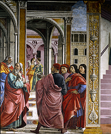Die Vertreibung Joachims aus dem Tempel. à Ghirlandaio Domenico  (alias Domenico Tommaso Bigordi)