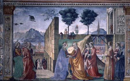 The Visitation (fresco) (for detail see 124356) à Ghirlandaio Domenico  (alias Domenico Tommaso Bigordi)
