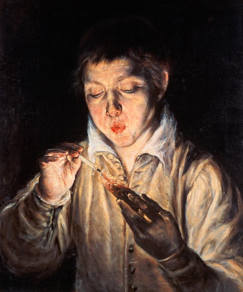 Garçon, qui allume une bougie à El Greco (alias Dominikos Theotokopulos)