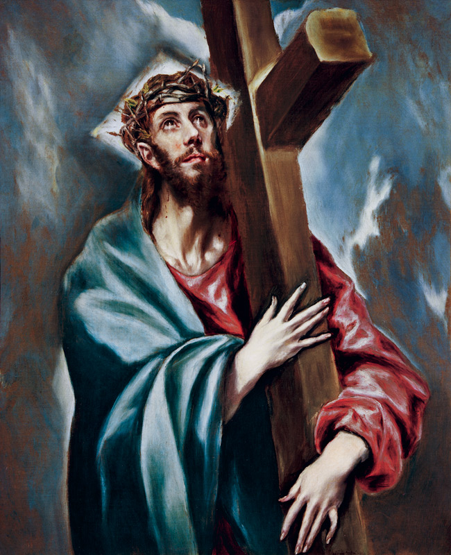 le port de la croix du Christ I à El Greco (alias Dominikos Theotokopulos)