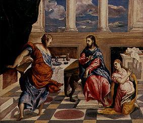 Le Christ dans la maison Marie et Marthe à El Greco (alias Dominikos Theotokopulos)