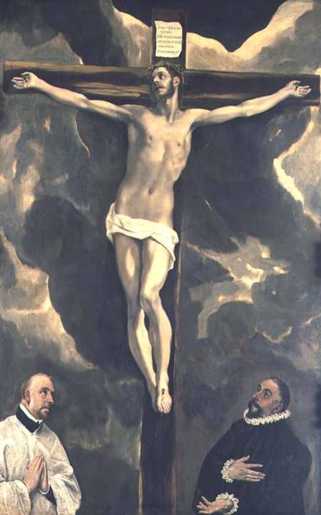The Crucifixion with Two Donors à El Greco (alias Dominikos Theotokopulos)