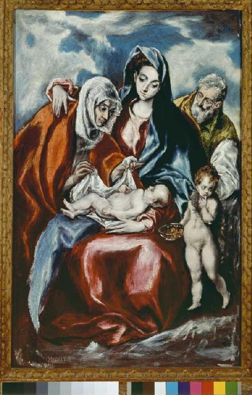 Sainte famille avec  Sainte Anne et le jeune Jean Baptiste à El Greco (alias Dominikos Theotokopulos)