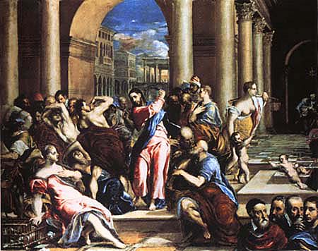 l'expulstion des commerçants du temple à El Greco (alias Dominikos Theotokopulos)