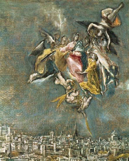 View and Map of the Town of Toledo, detail of angels à El Greco (alias Dominikos Theotokopulos)