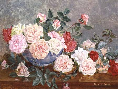 Roses in a Blue Vase à Eleanor Stuart Wood