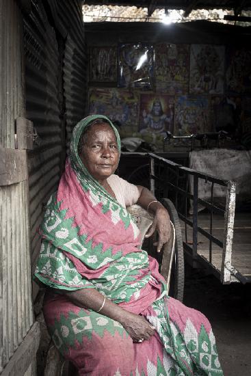 at the door of her house, Mallick Ghat, Kolkata