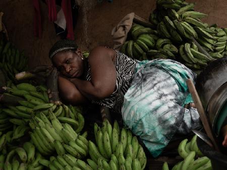 having a rest among the bananas