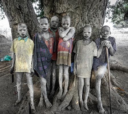 Mundari children, the nomadic herders of the White Nile