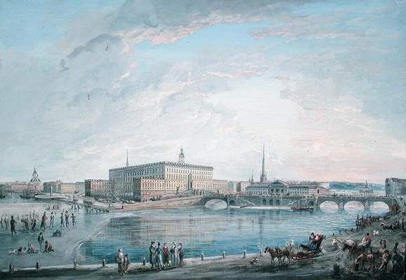 View of Stockholm from the Fersen Terrace (gouache on canvas) à Elias Martin