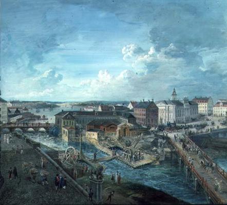 View of Stockholm from the Royal Palace (gouache on canvas) à Elias Martin