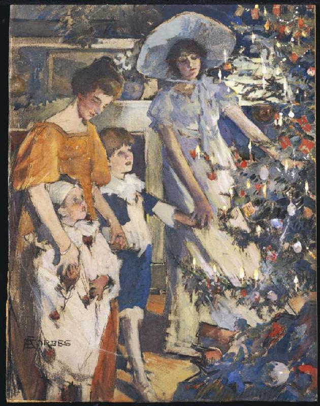 Der Weihnachtsbaum. à Elizabeth Adela Stanhope Forbes
