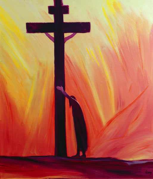 In our sufferings we can lean on the Cross by trusting in Christ''s love, 1993 (oil on panel)  à Elizabeth  Wang
