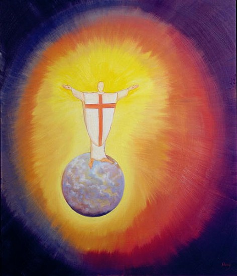 Jesus Christ is our High Priest who unites earth with Heaven, 1993 (oil on panel)  à Elizabeth  Wang