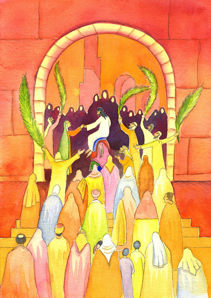 Jesus enters Jerusalem in procession (Palm Sunday) à Elizabeth  Wang