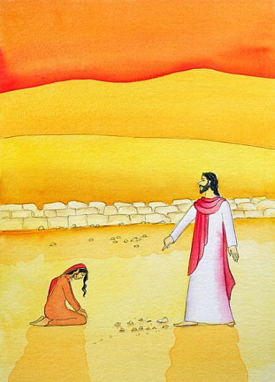 Jesus forgives the woman caught in adultery, 2006 (w/c on paper)  à Elizabeth  Wang