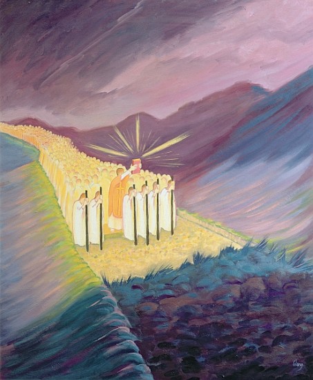 We walk in the Sacred Tradition, guided by the Bible and the Teaching of the Church, 1995 (oil on pa à Elizabeth  Wang