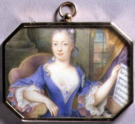 Portrait Miniature of Augusta Princess of Wales (1719-72) 1736  on à Elizabeth Ziesenis