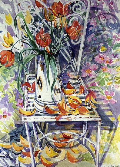 Garden Chair and Poppies à Elizabeth Jane  Lloyd