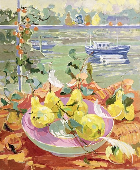 Pink Plate of Pears  à Elizabeth Jane  Lloyd