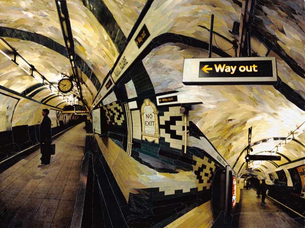 Way Out (Russell Square) 1998 (paper mosaic collage)  à Ellen  Golla